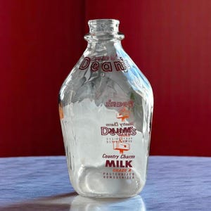 Vintage Dean&#39;s Country Charm Milk Bottle - 1960s - Half-Gallon Size
