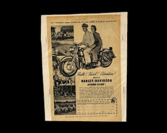 1951 Harley-Davidson - Hydra-Glide  - - Vintage Magazine Advertisement - RARE