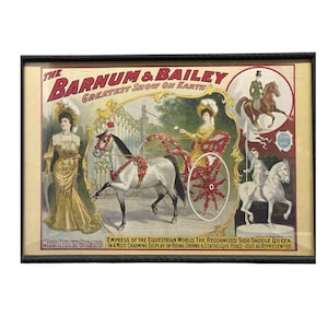 Reproducción enmarcada de 1971 del cartel publicitario del circo Barnum & Bailey de 1903: Damas ecuestres - RARO