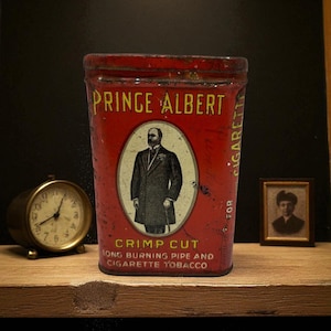 Boîte à tabac vintage Prince Albert - Taille à sertir - Conception brevetée de 1907