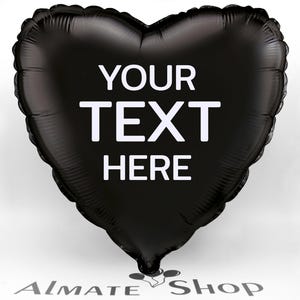 Personalized Black Heart Balloon: Custom Text, Party Decor