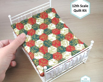 Miniature Quilt Kit for 12th Scale Dollhouse - Christmas