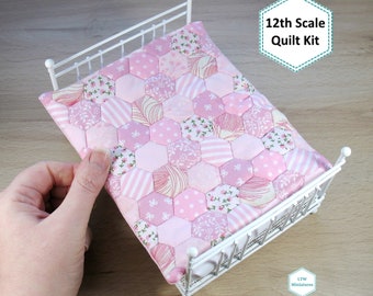 Miniature Quilt Kit for 12th Scale Dollhouse - Pink
