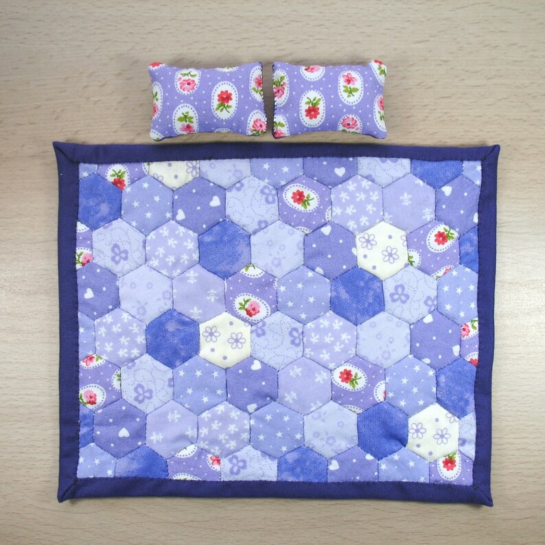 Dollhouse Miniature Patchwork Quilt in 12th Scale Purple Etsy