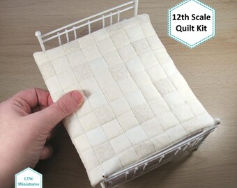 Miniature Quilt Kit for 12th Scale Dollhouse - cream squares