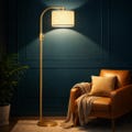 Dimmable Arc Floor Lamp, Gold Finish, Linen Shade, 1200 Lumens