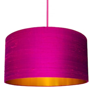 Hot Pink Silk Lampshade With Gold or Brushed Copper Lining