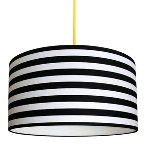 Circus Stripe Black And White Horizontal Striped Drum Lampshade.  Handmade to Order in 12 different sizes.