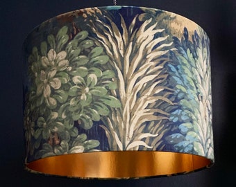 Enchanted Wood Velvet Lampshade With Gold Lining In Grass Green