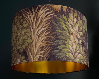 Enchanted Wood Velvet Lampshade With Gold Lining In Cinnamon