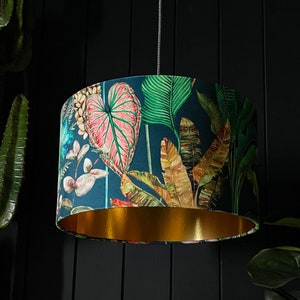 Magic Fruits Lampshade With Gold Lining. Psychedelic Jungle inspired decor ideas from Love Frankie