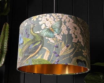 Emerald Mythical Plumes Peacock Lampshade With Gold Lining