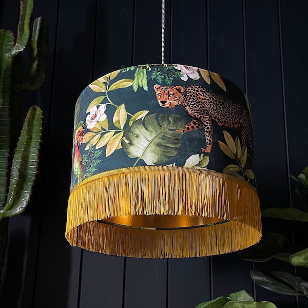 Jungalist Massive Lampshade With Gold Lining & Fringing