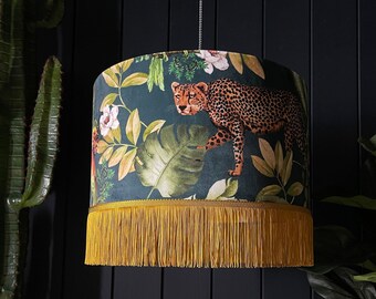 Jungalist Massive Leopard Lampshade With Fringing