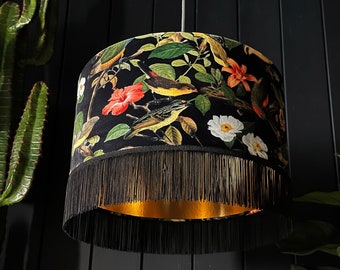 Shadow Caller Lampshade With Gold Lining & Fringing