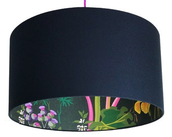 Rabarber Silhouette Lampshade In Deep Space Navy Cotton