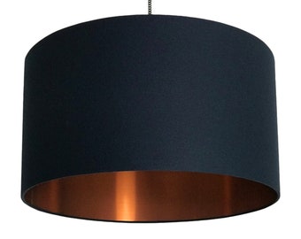 Deep Space Navy Lampshade With Gold or Brushed Copper Lining
