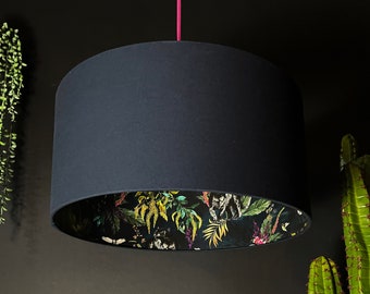 Twilight Blue Deadly Night Shade Silhouette Panther Lampshade in Deep Space Navy Cotton