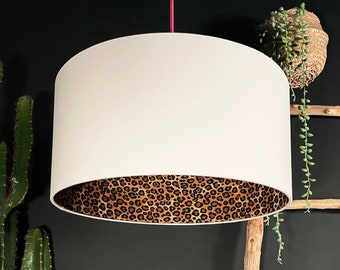 Handmade Wild Leopard Print Silhouette Lampshade in Crisp White Cotton