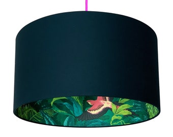 Bird Of Paradise Silhouette Lampshade in Deep Space Navy