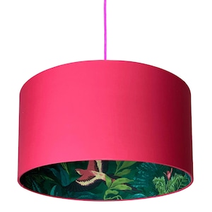 Bird Of Paradise Silhouette Lampshade in Watermelon Pink Cotton