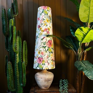 Hazy Meadow Velvet Oversized Cone Lampshades in Salt. Two Sizes Available