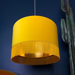 Yellow velvet lampshade hot sale
