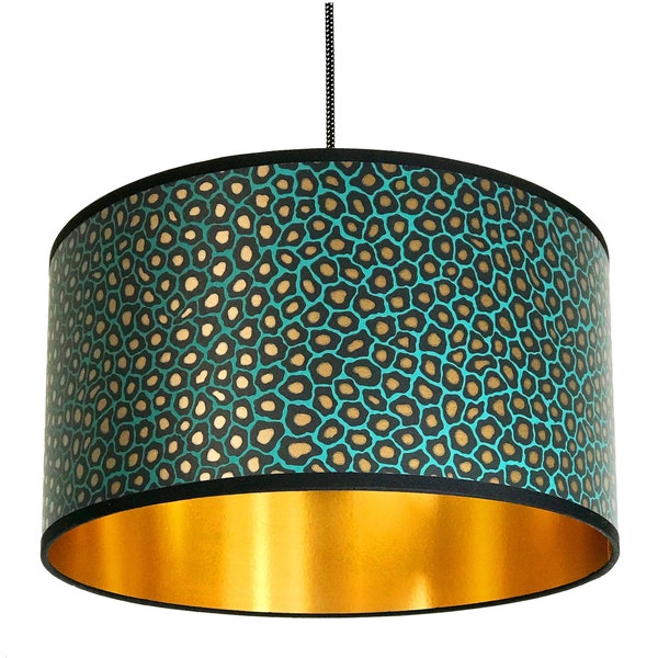 Senzo Spot Animal Print Lampshade in Jade Green with Gold Lining