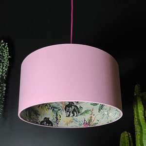 Dust Grey Deadly Night Shade Panther Silhouette Lampshade in Blush Pink Cotton
