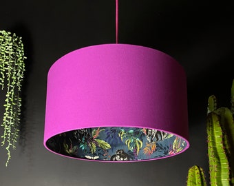 Smoke Blue Deadly Night Shade Panther Silhouette Lampshade in Magenta