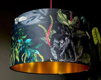 Deadly Night Shade Handmade Lampshade with Gold Lining in Carbon Black