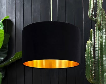 Black Velvet Lampshade With Gold Or Copper Foil Lining