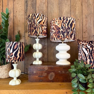 Dinky Tigress Handmade Lampshades - Tiger Print Velvet Shades. Perfect for Table Lamps available in 3 Small Sizes.