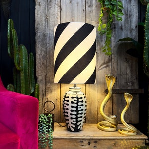 Tilted Black and White Stripe Tube Lampshades - Handmade to order in 4 different sizes available