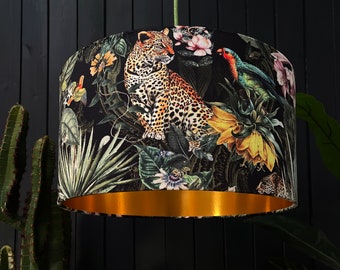 Fools Paradise Velvet Leopard Lampshade With Gold Lining