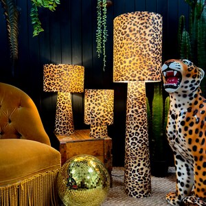 Handmade Velvet Luxe Leopard Print Portable Lamps. 3 Sizes Available ...