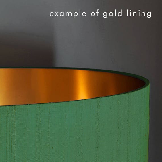 Forest Green Silk Dupion Lampshade With Gold or Brushed Copper Lining Forest Green Silk Dupion Lampshade With Gold or Brushed Copper Lining