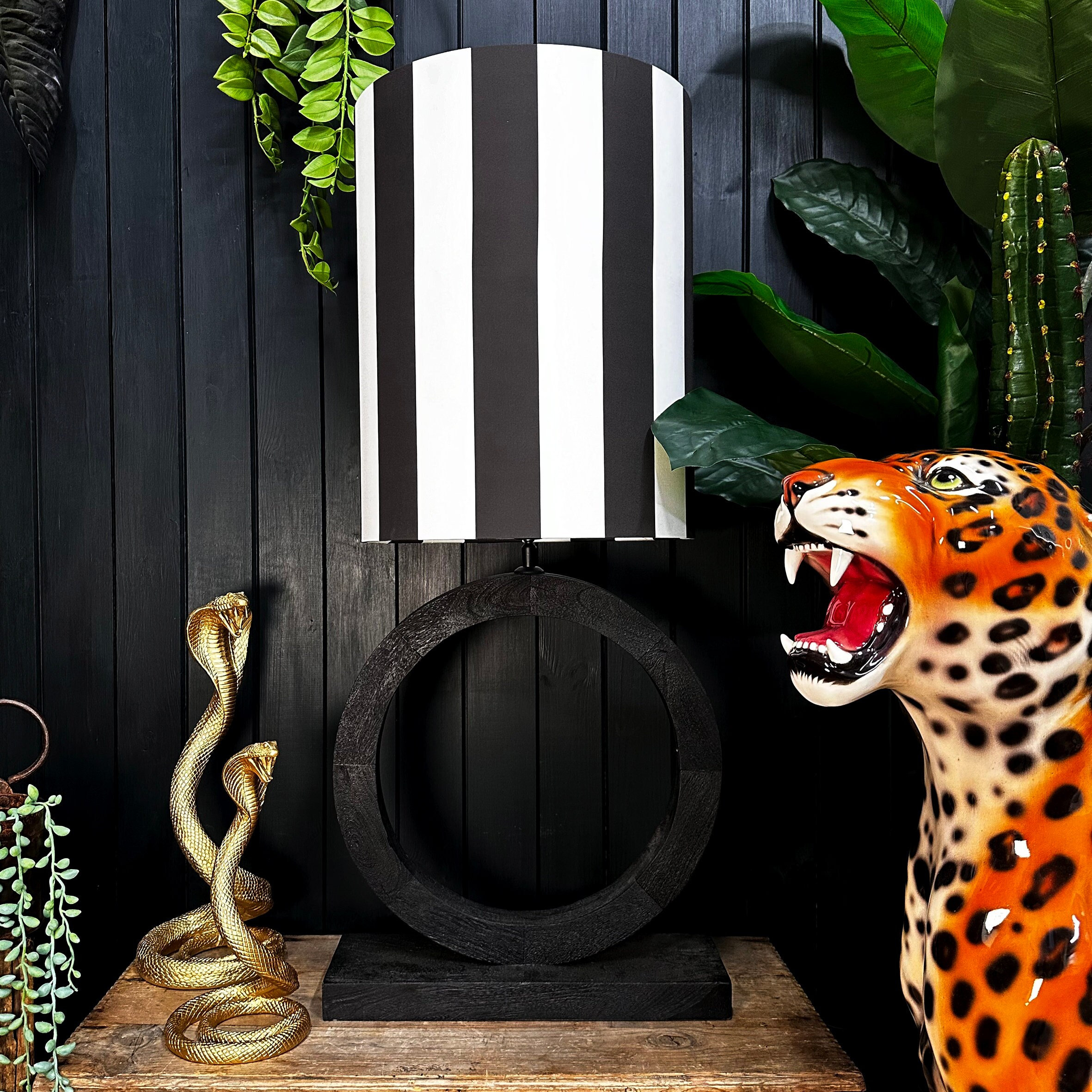 Beetle Juice Black and White Vertical Stripe Tube Lampshades - 4
