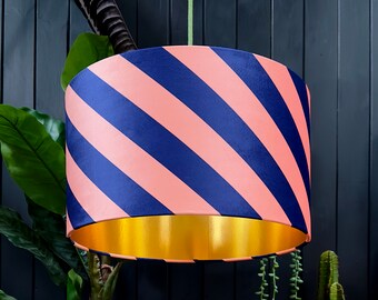 Peach Fuzz Helter Skelter Velvet Lampshades With Gold Foil Lining