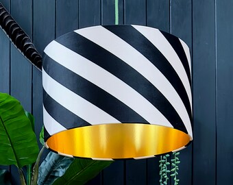 Liquorice Helter Skelter Velvet Lampshades With Gold Foil Lining