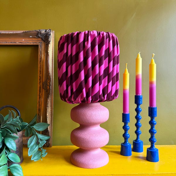 Raspberry Ripple Candy Twist, Tilted Stripe Gathered Velvet Shades - 6 Colourful Colours Available