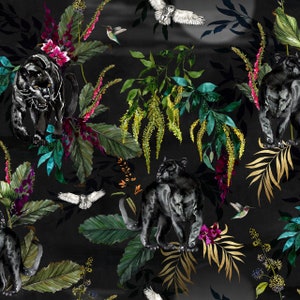 Love Frankie Deadly Night Shade Panther Wallpaper in Carbon Black - 10M Roll / Samples Available