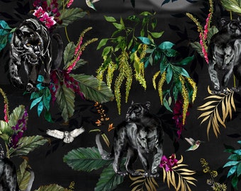 Love Frankie Deadly Night Shade Panther Wallpaper in Carbon Black - 10M Roll / Samples Available