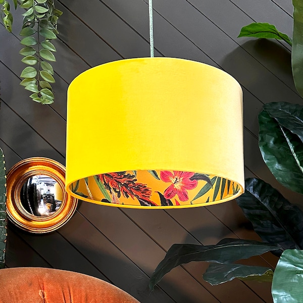 Witch Hazel Botanical Garden Silhouette Lampshade in Sunset Velvet