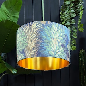 Enchanted Wood Velvet Lampshade With Gold Lining In Grass Green