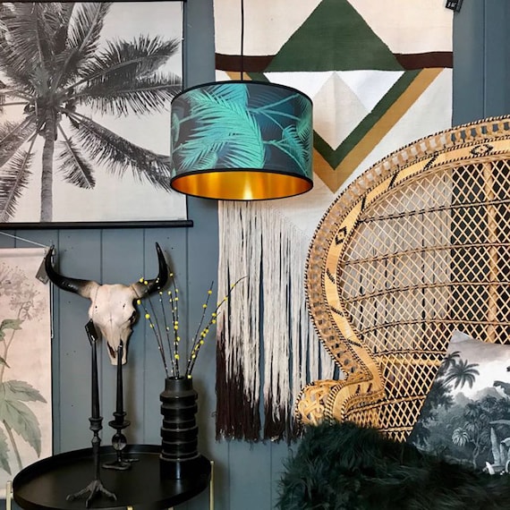 Palm Jungle Wallpaper Lampshade With, How To Wallpaper A Lampshade