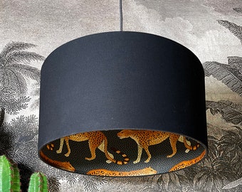 Cole And Sons Leopard Walk Lampshades In Black Cotton