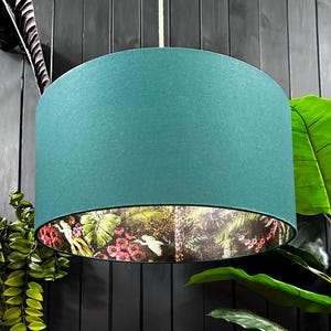Forest Flight of The Cranes Silhouette Lampshades In Hunter Cotton