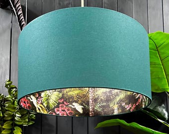 Forest Flight of The Cranes Silhouette Lampshades In Hunter Cotton