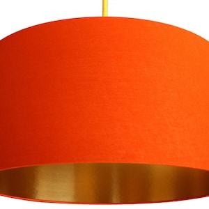 Tangerine Cotton Lampshade With Gold or Brushed Copper Lining